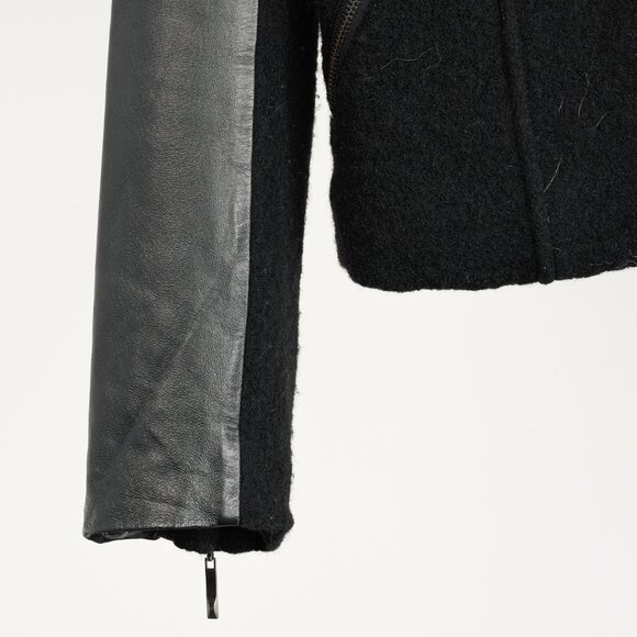 Line the Label Black Boiled Wool & Leather Moto Jacket - Picture 5 of 10